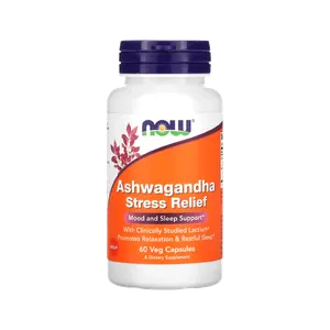 Ashwagandha Alivio de Stress Vitaminas Now Foods 60 Cápsulas Vegetales